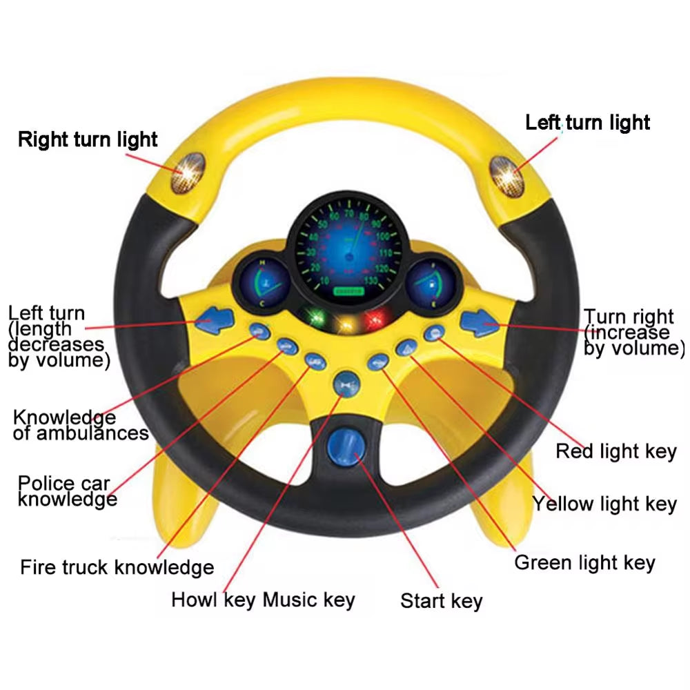 Electric Simulated Driving Steering Three-Dimensional Portable Wheel Copilot Toy Light and Sound Educational Children'S Gifts