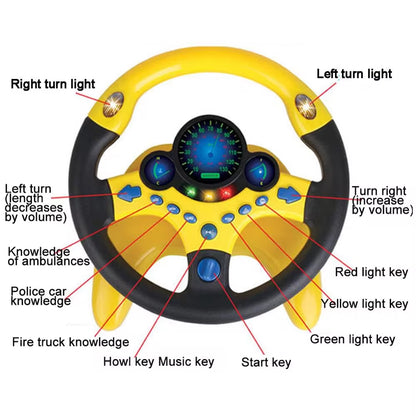 Electric Simulated Driving Steering Three-Dimensional Portable Wheel Copilot Toy Light and Sound Educational Children'S Gifts