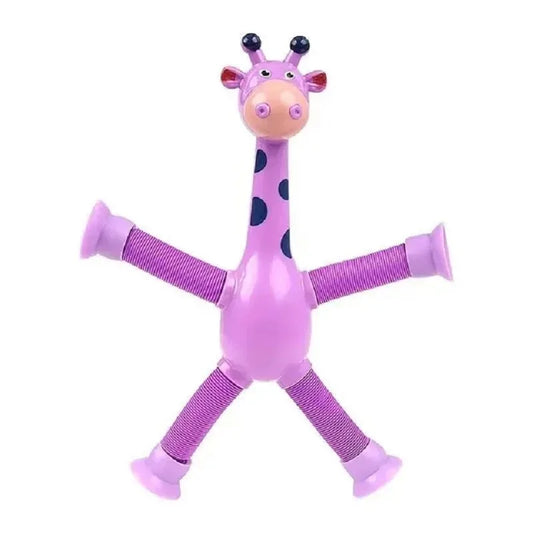 "Set of 4 Telescopic Suction Cup Giraffe Sensory Tubes - Travel Toys for Children with Autism - Ideal Christmas Gift for Boys and Girls"