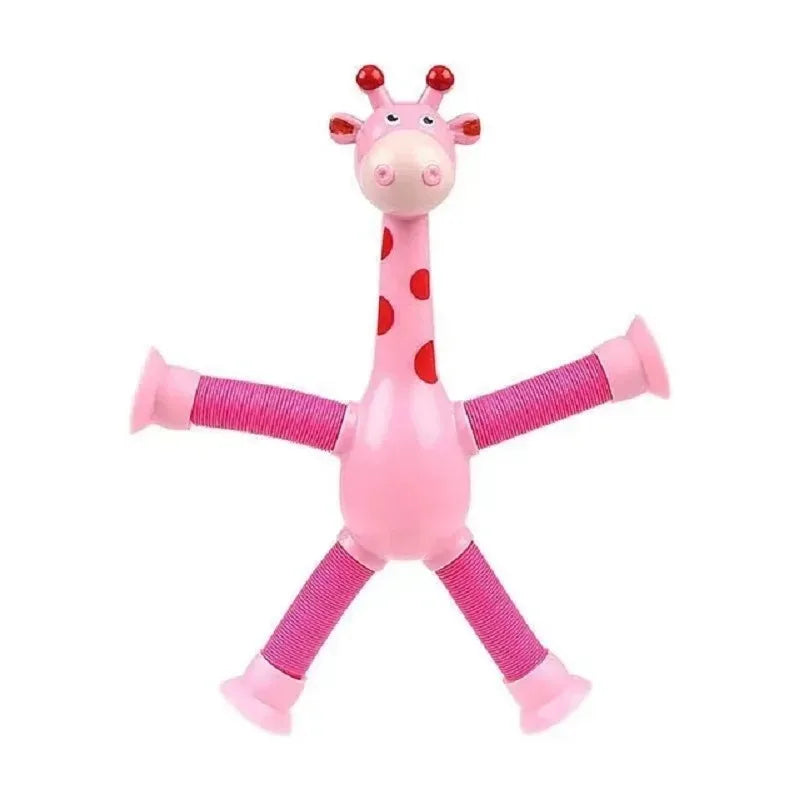 "Set of 4 Telescopic Suction Cup Giraffe Sensory Tubes - Travel Toys for Children with Autism - Ideal Christmas Gift for Boys and Girls"