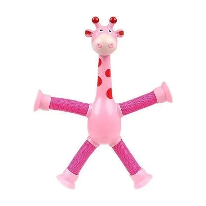 "Set of 4 Telescopic Suction Cup Giraffe Sensory Tubes - Travel Toys for Children with Autism - Ideal Christmas Gift for Boys and Girls"