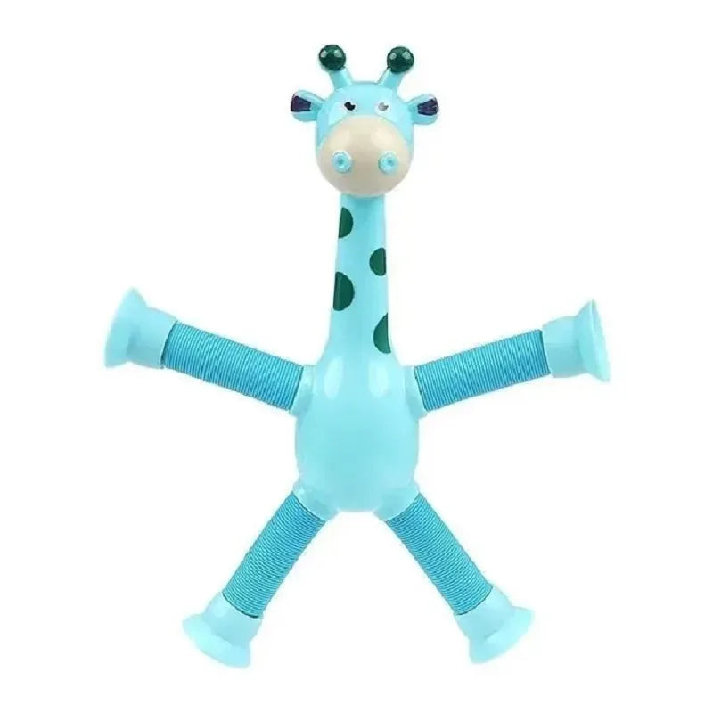 "Set of 4 Telescopic Suction Cup Giraffe Sensory Tubes - Travel Toys for Children with Autism - Ideal Christmas Gift for Boys and Girls"